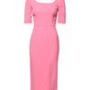 Dolce & Gabbana Pink Viscose Short Sleeve Sheath Midi Dress