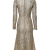 Dolce & Gabbana Gold Floral Lace Long Sleeves Fit & Flare Dress