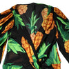 Dolce & Gabbana Black Pineapple Print Silk Wrap Mini Dress