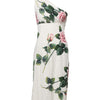 Dolce & Gabbana White Floral One Shoulder Sheath Midi Dress