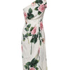 Dolce & Gabbana White Floral One Shoulder Sheath Midi Dress