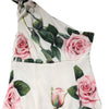 Dolce & Gabbana White Floral One Shoulder Sheath Midi Dress