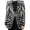 Dolce & Gabbana Black White Polyester Women Blazer Jacket