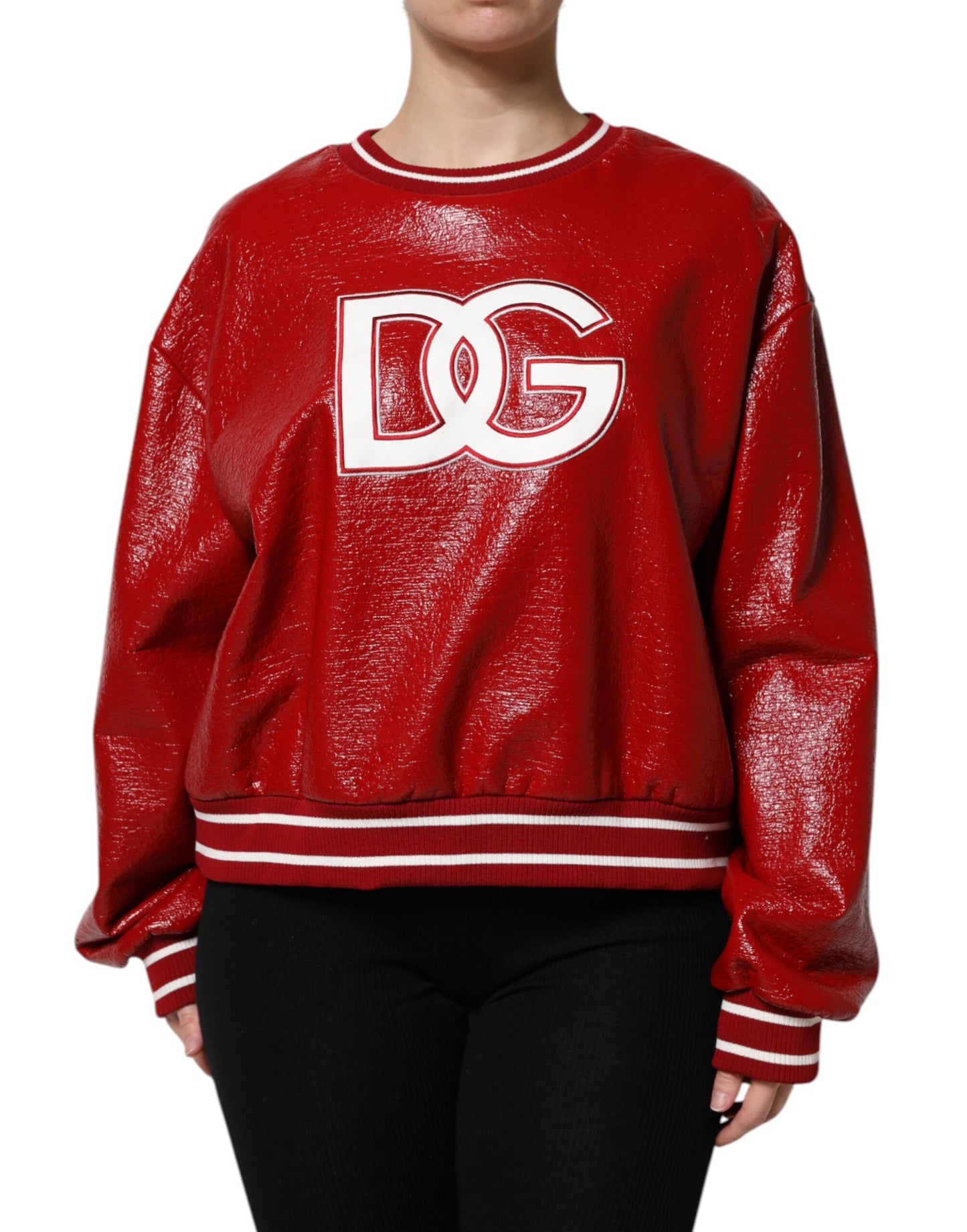 Dolce & Gabbana Red Wool DGLogo Embroidery Pullover Sweater