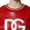 Dolce & Gabbana Red Wool DGLogo Embroidery Pullover Sweater