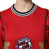 Dolce & Gabbana Red Cotton Queen Sequined Pullover Sweater