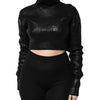 Dolce & Gabbana Black Wool Long Sleeve Turtleneck Cropped Top