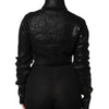 Dolce & Gabbana Black Wool Long Sleeve Turtleneck Cropped Top
