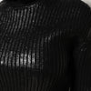 Dolce & Gabbana Black Wool Long Sleeve Turtleneck Cropped Top