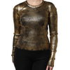 Dolce & Gabbana Gold Round Neck Long Sleeve Pullover Top
