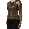Dolce & Gabbana Gold Round Neck Long Sleeve Pullover Top
