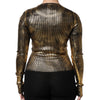 Dolce & Gabbana Gold Round Neck Long Sleeve Pullover Top