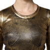 Dolce & Gabbana Gold Round Neck Long Sleeve Pullover Top