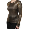 Dolce & Gabbana Gold Round Neck Long Sleeve Pullover Top