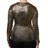 Dolce & Gabbana Gold Round Neck Long Sleeve Pullover Top
