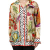 Dolce & Gabbana Multicolor Vegetables Silk Long Sleeves Top