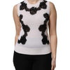 Dolce & Gabbana White Cashmere Floral Lace Detailing Tank Top