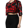 Dolce &amp; Gabbana – Kurzes Top aus Baumwolle mit Bustier-Detail in Rot und Schwarz