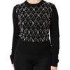 Dolce & Gabbana Black Cashmere Embellished Long Sleeves Top