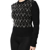 Dolce & Gabbana Black Cashmere Embellished Long Sleeves Top