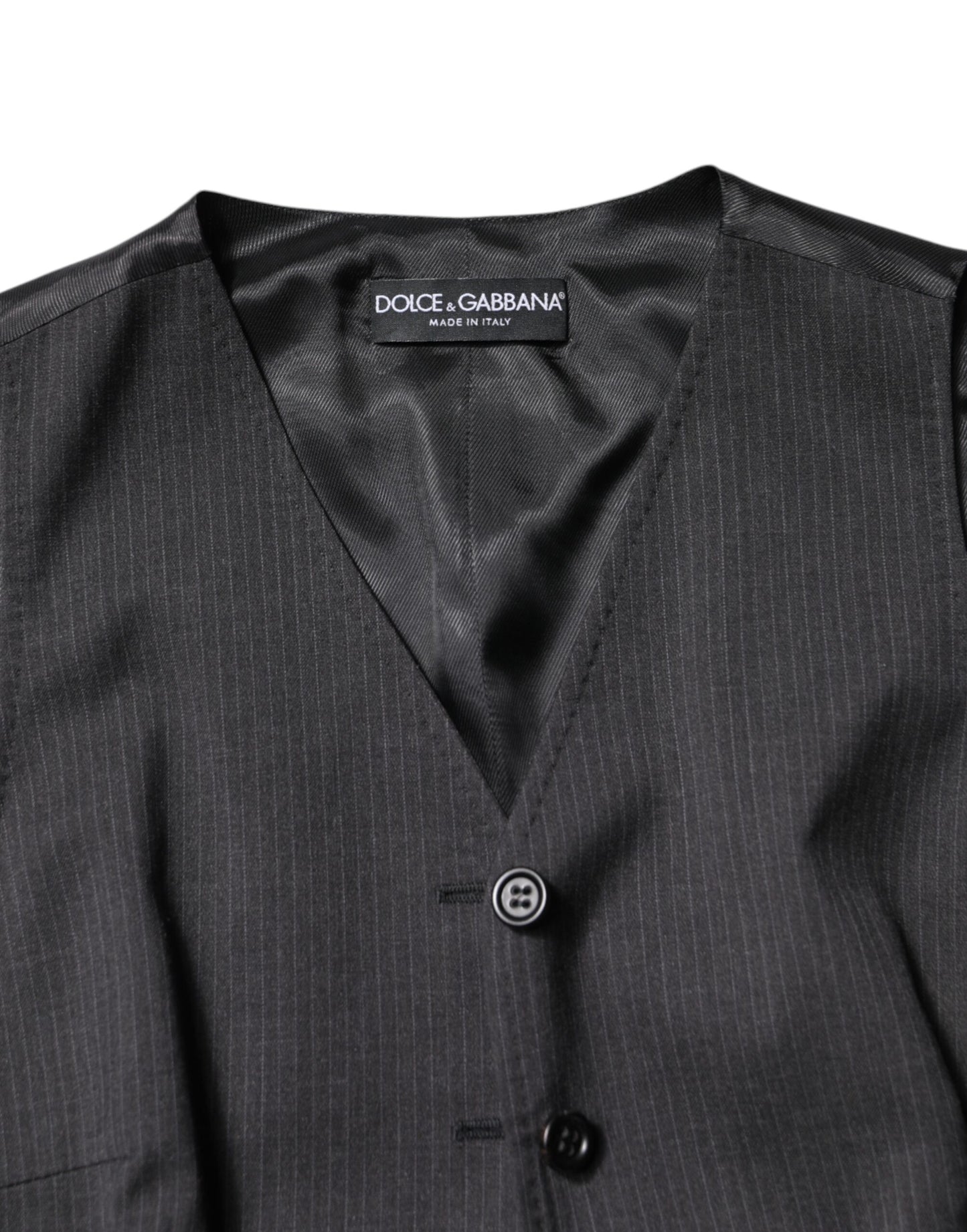 Dolce & Gabbana Black Striped Button Down Sleeveless Vest Top