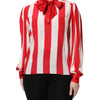 Dolce &amp; Gabbana – Blusentop mit Ascot-Kragen und roten und weißen Streifen