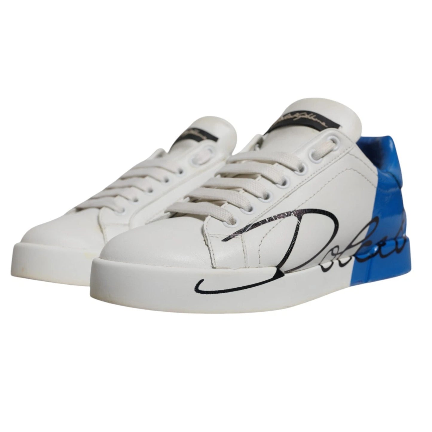 Dolce &amp; Gabbana – Portofino – Sneaker mit Logo in Weiß und Blau