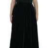 Dolce & Gabbana Green Velvet Crystal Long Maxi Dress