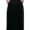 Dolce & Gabbana Green Velvet Crystal Long Maxi Dress