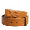 Dolce & Gabbana Brown Leather Buckle DG Logo Embossed Belt