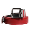 Dolce & Gabbana Red Leather Silver Tone Metal Buckle Belt