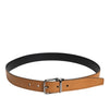Dolce & Gabbana Brown Classic Calf Leather Silver Buckle Belt