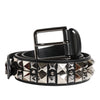 Dolce & Gabbana Black Calf Leather Studded Silver Buckle Belt