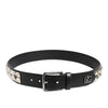Dolce & Gabbana Black Calf Leather Studded Silver Buckle Belt
