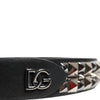 Dolce & Gabbana Black Calf Leather Studded Silver Buckle Belt