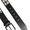 Dolce & Gabbana Black Calf Leather Studded Silver Buckle Belt