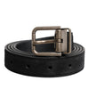 Dolce & Gabbana Black Calf Leather Classic Metal Buckle Belt