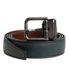 Dolce & Gabbana Green Classic Leather Metal Buckle Belt