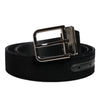 Dolce & Gabbana Black Cotton Silver Metal Buckle Belt