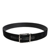 Dolce & Gabbana Black Cotton Silver Metal Buckle Belt