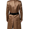 Dolce & Gabbana Brown Silk Single Breasted Trench Coat  Jacket