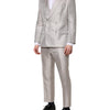 Dolce & Gabbana Light Gray Jacquard Silk Dotted 2 Piece Suit