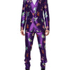 Dolce & Gabbana Purple Silk Animal Print 3 Piece Suit