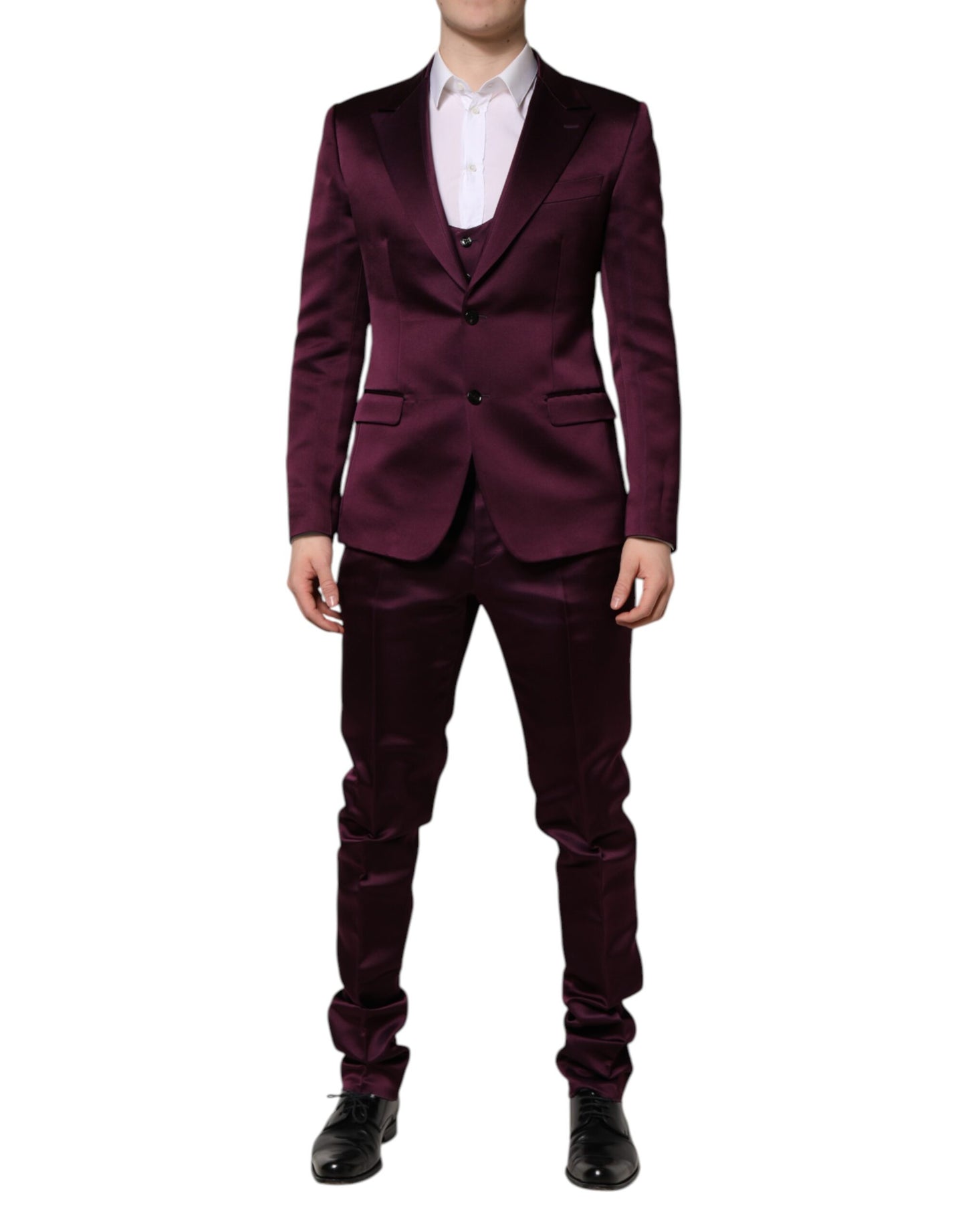 Dolce & Gabbana Dark Purple Silk 3Piece Single Breasted Suit