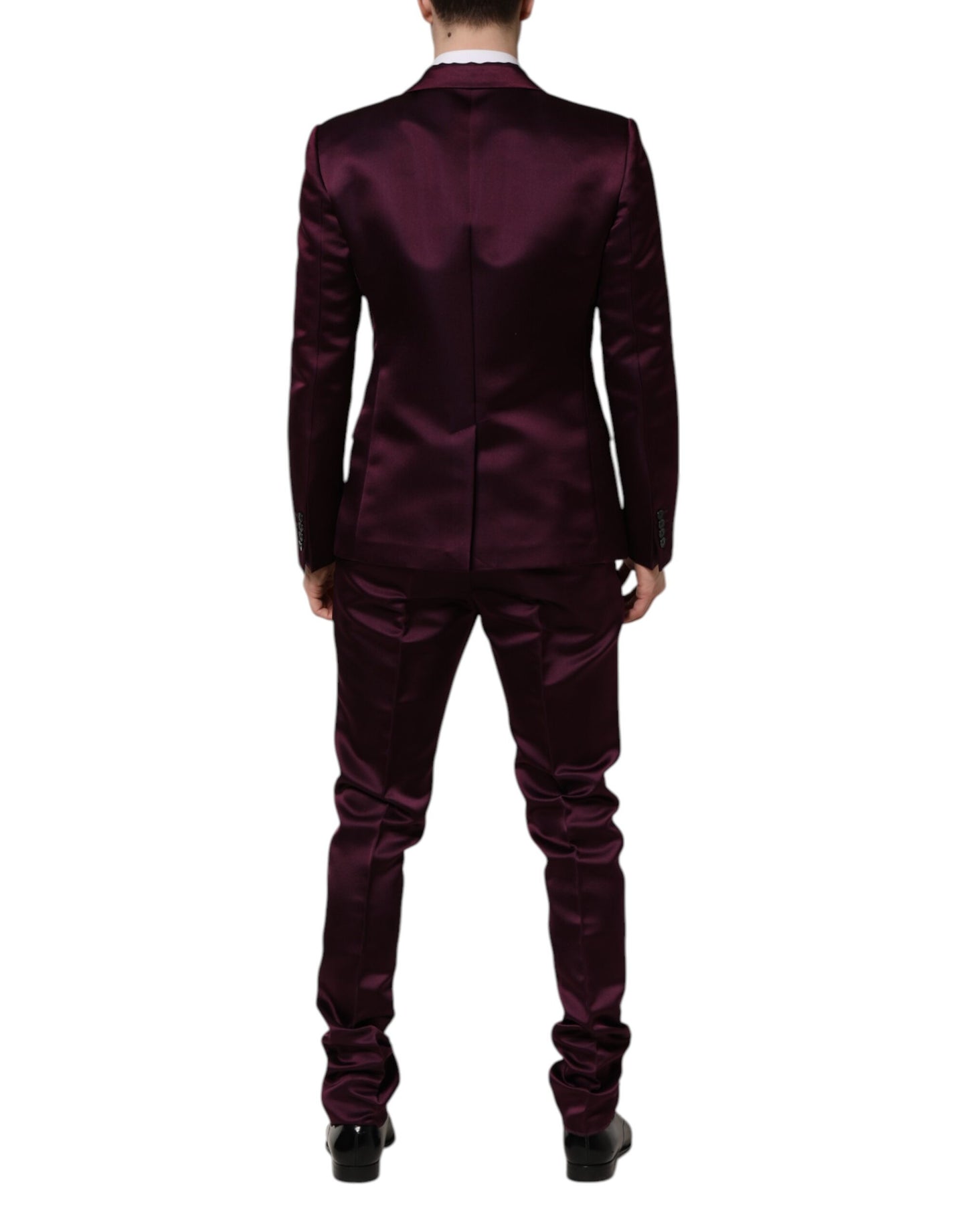 Dolce & Gabbana Dark Purple Silk 3Piece Single Breasted Suit