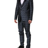 Dolce & Gabbana Blue MARTINI Star Jacquard 3 Piece Suit