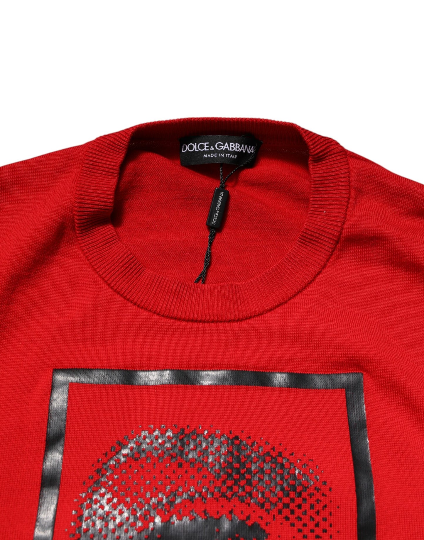 Dolce & Gabbana Red Eye Print Crew Neck Men Pullover Sweater
