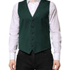 Dolce & Gabbana Green Wool Dress Formal Men Waistcoat Vest
