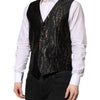 Dolce & Gabbana Black Lurex Dress Formal Men Waistcoat Vest
