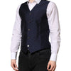Dolce & Gabbana Dark Blue Logo Wool Formal Men Waistcoat Vest